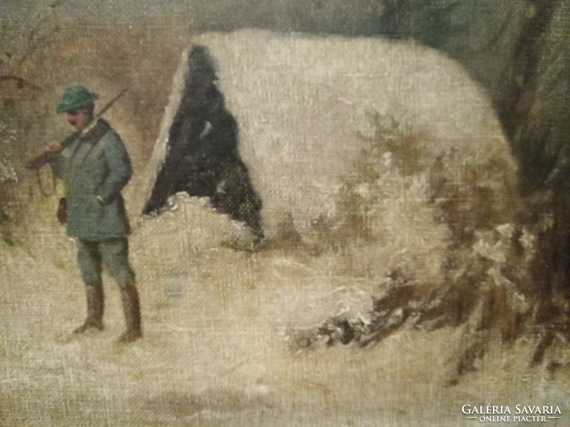 Hunting scene, oil painting
