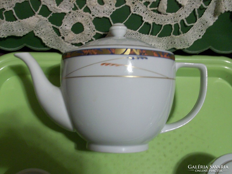 German porcelain teapot, sugar bowl and milk spout