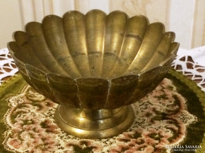 A special, flower-shaped, medium-sized, old brass pot
