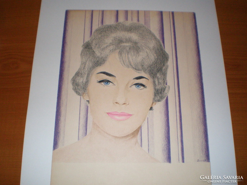 Portrait of Doris day movie star, indication only date: 21. 1. 61 (Day snow year) technique: colored pencils