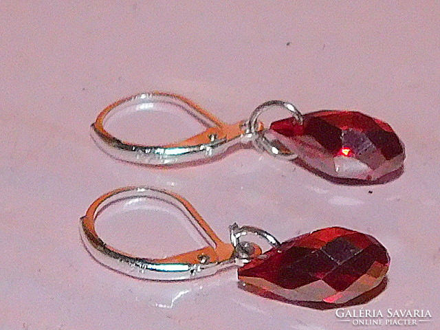 Ruby red crystal drop faceted earrings