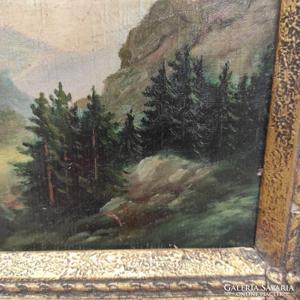 Aprólékos, kidolgozás jó kvalitású festmény tájkép! Alpesi stílusú