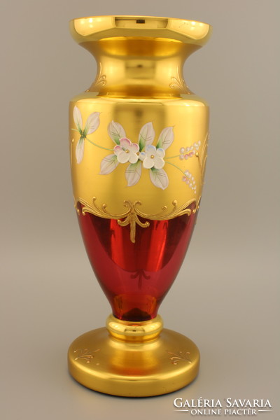 Rare bohemian glass vase, bohemian hand-painted glass vase
