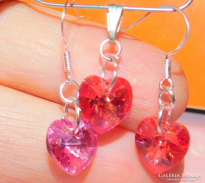 Crystal Heart Earrings and Pendant Set