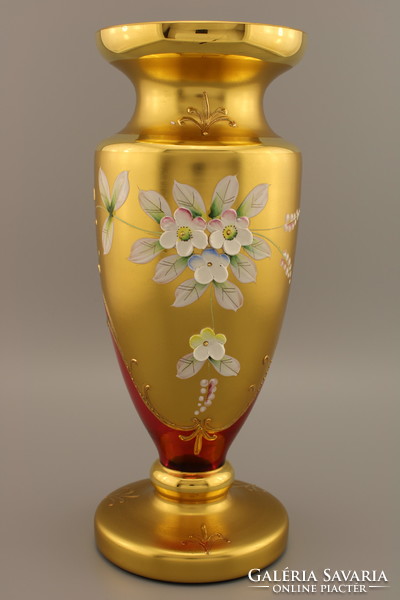 Rare bohemian glass vase, bohemian hand-painted glass vase