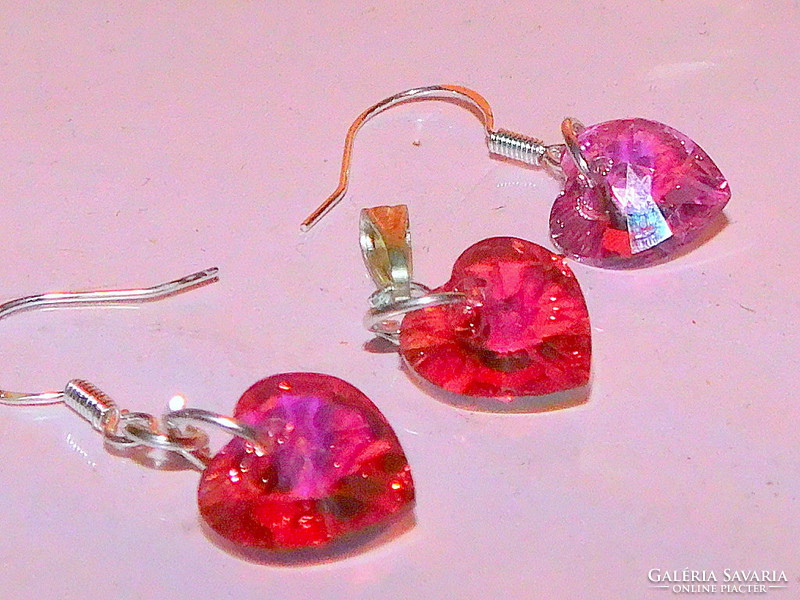 Crystal Heart Earrings and Pendant Set