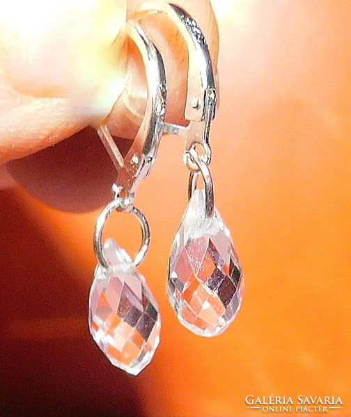 Clear white crystal drop faceted earrings