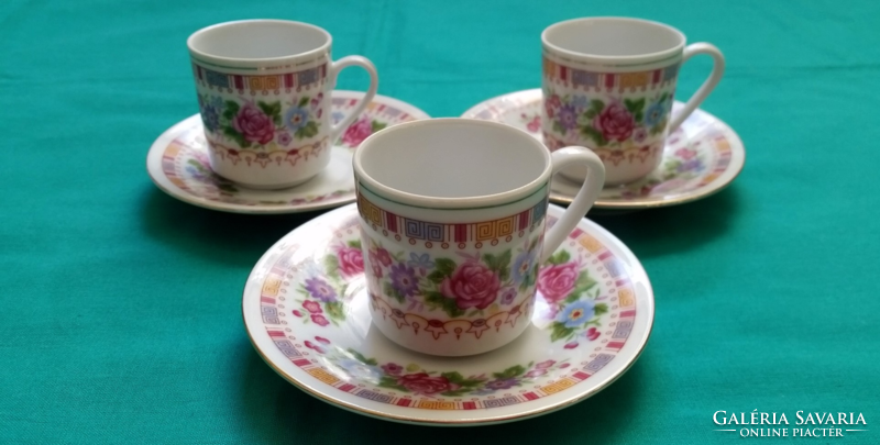 Charming rosy, floral oriental coffee cups with saucer