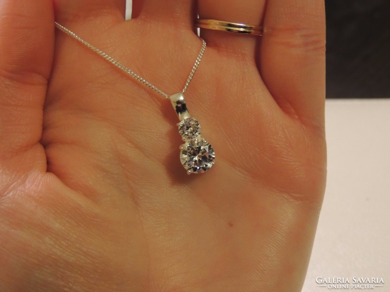 Cubic zirconia silver necklace with pendant