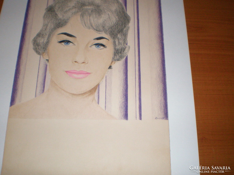 Portrait of Doris day movie star, indication only date: 21. 1. 61 (Day snow year) technique: colored pencils