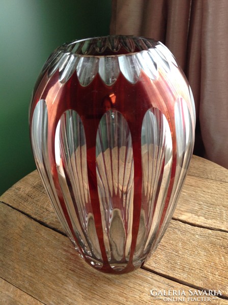 Antique two-layer art deco style crystal glass vase