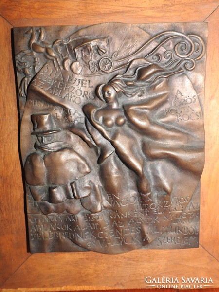 Tamás Asszonyi: the red mail van, bronze plaque, size: 240 mm x 190 mm 100 pieces made of it !!!