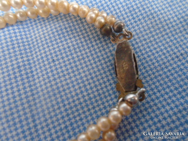 Antik kétsoros jelzett gyöngy collier a '50-60 as évekből antik csattal ragyogó állapotban ezüst csa