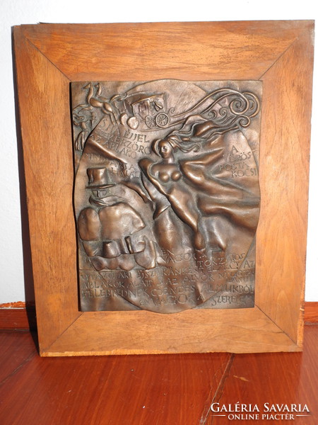 Tamás Asszonyi: the red mail van, bronze plaque, size: 240 mm x 190 mm 100 pieces made of it !!!