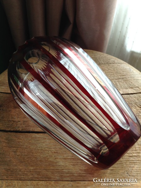 Antique two-layer art deco style crystal glass vase