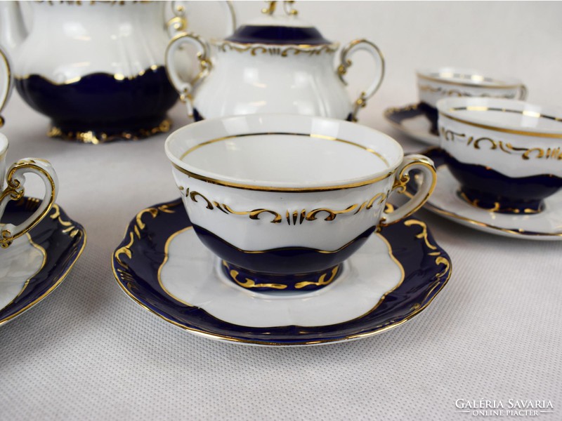 Zsolnay - a cobalt blue tea set for six people