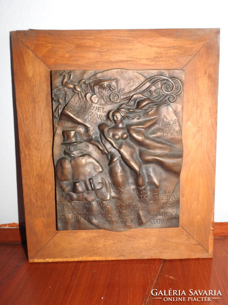 Tamás Asszonyi: the red mail van, bronze plaque, size: 240 mm x 190 mm 100 pieces made of it !!!