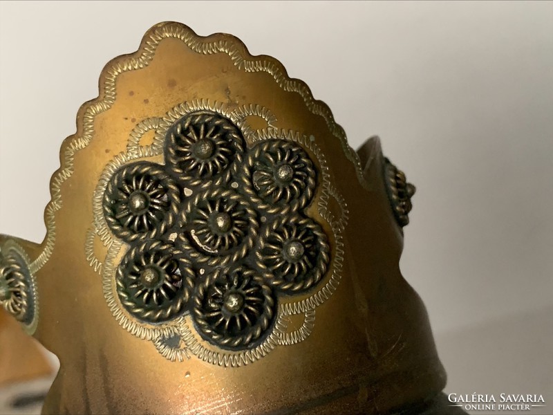 Ornate Russian copper cup holder