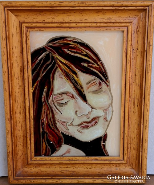 Ismeretlen művész – Mosoly című üvegfestménye – 341.