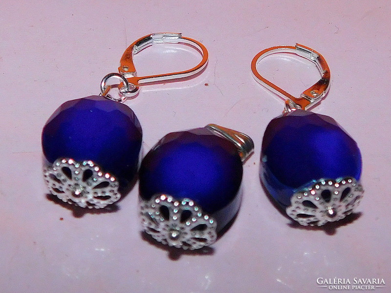 London blue faceted lacy ornate pearl set