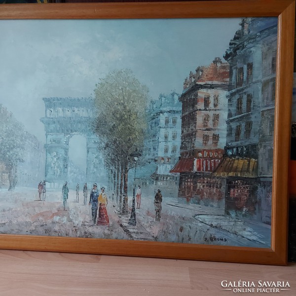 Paul Renard (1871-1920) olajfestménye „Párizsi utcai jelenet” Reprodukció. 55x75 cm, szép fakerettel