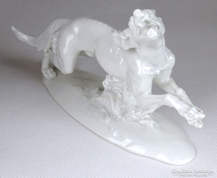 1H337 Rosenthal fehér vadászó vizsla porcelán kutya szobor