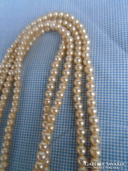 Antique Double-Breasted Marked Pearl Collier from the '50s-60s with Antique Buckle in Brilliant Silver Condition