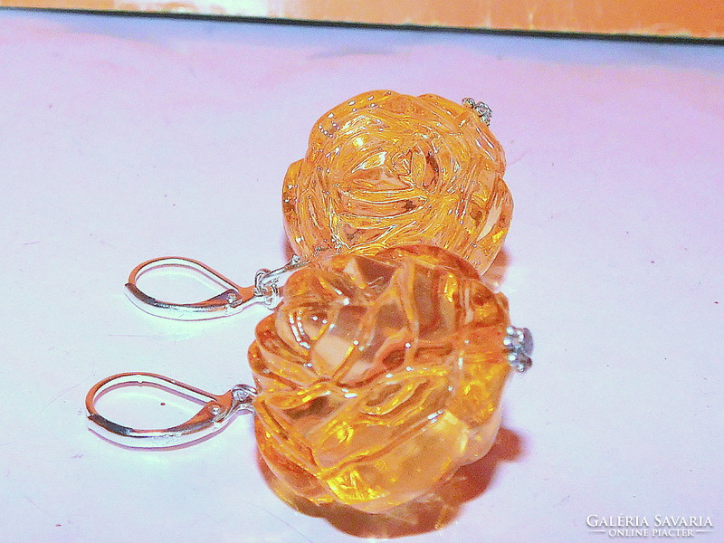 Yellow rose floral craft earrings