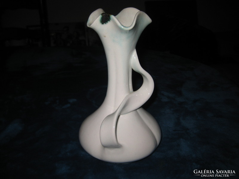 Zsolnay, art nouveau, ribbon vase, 12 x 19 cm, not marked, pale green shade on the neck