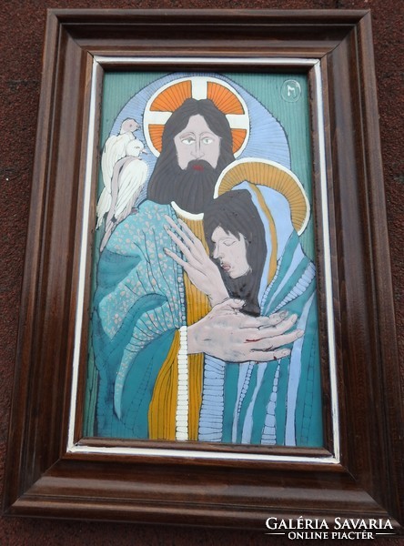 Jesus with Madonna - fire enamel mural