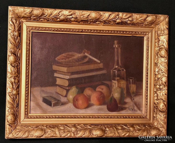 Fk/165 - painting by the painter József Nagy Kemeri - table still life
