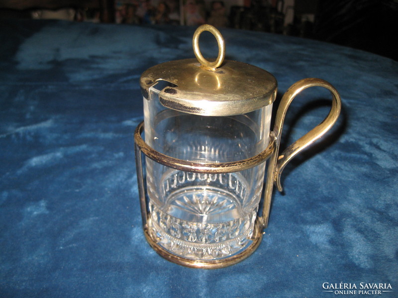 Sugar bowl, silver-plated, marked, serially numbered, 8 x 14 cm