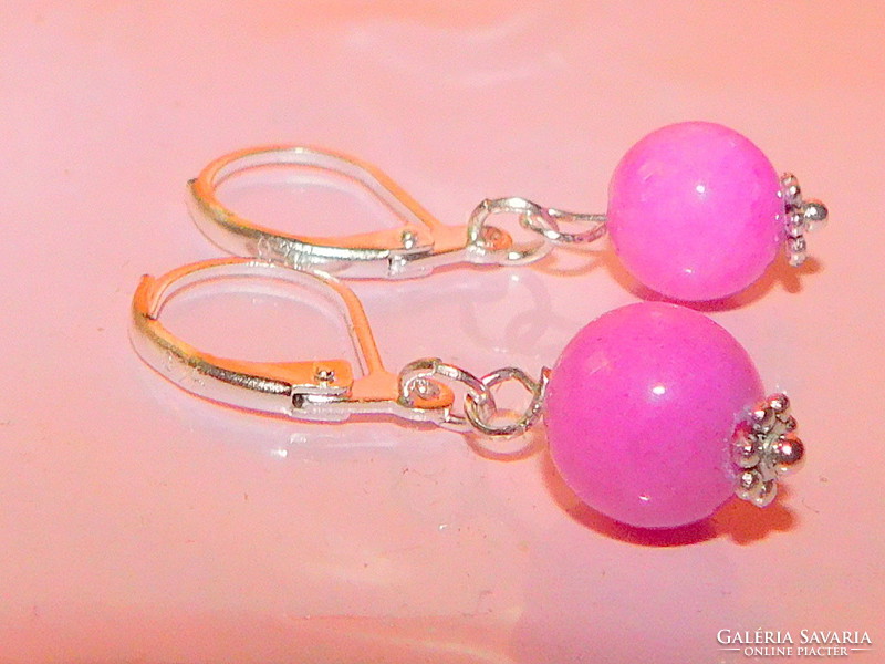 Rare! Pink jade mineral pearl earrings