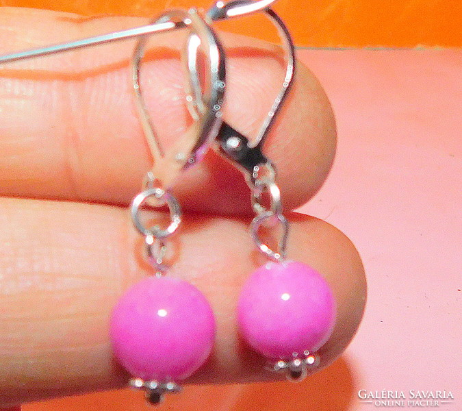 Rare! Pink jade mineral pearl earrings