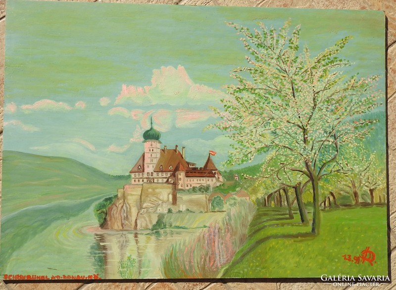 Schönbühel a Dunánál _ német kortárs festő festménye