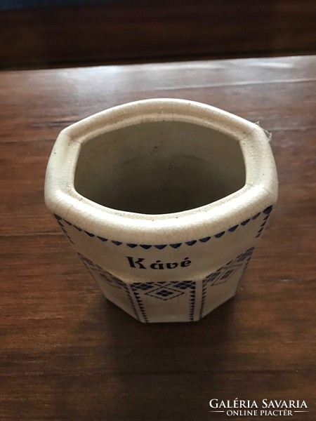 Faience kitchen coffee storage. 17X12 cm in undamaged condition.