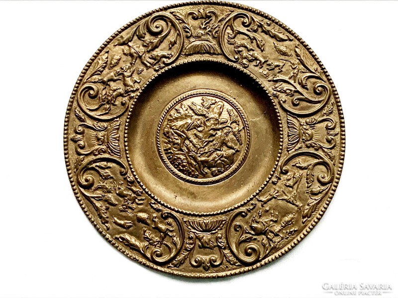 Hubertus hunter copper v. Bronze wall decoration, wall plate