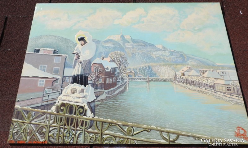 Bad Ischl télen _ német kortárs festő festménye