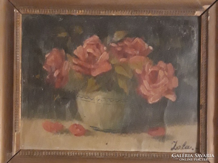 Old rose still life - oil on canvas - painting