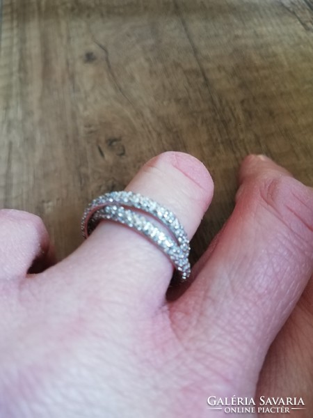 Size 54, two-ring, full-length, marked silver ring