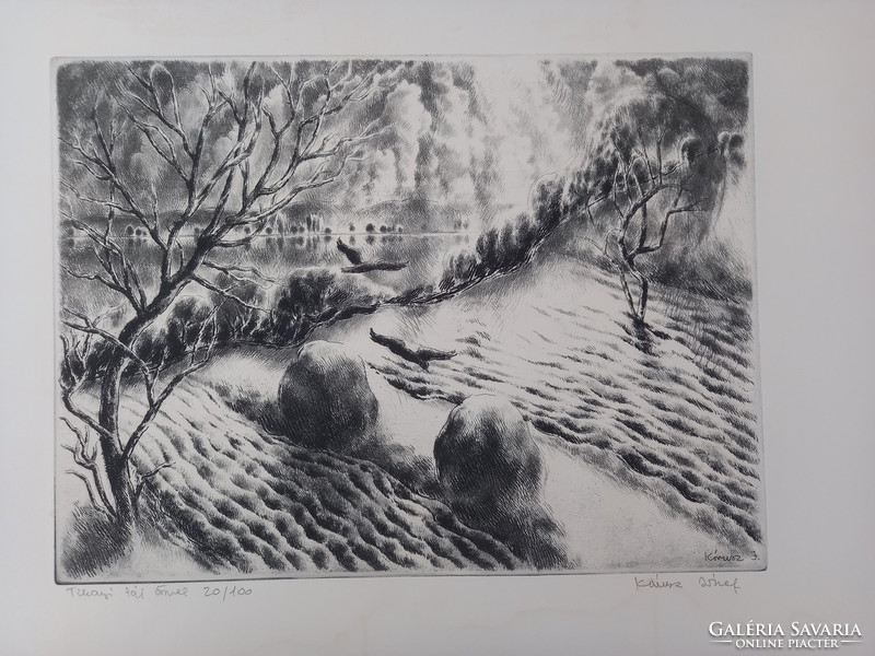 Choir Joseph - Tihany landscape in autumn, etching