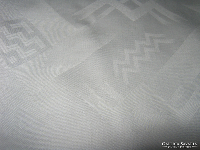 Old monogrammed azure damask tablecloth