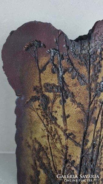 Szemereki Teréz  impozáns iparművészeti samottos kerámia váza / padlóváza-35 cm