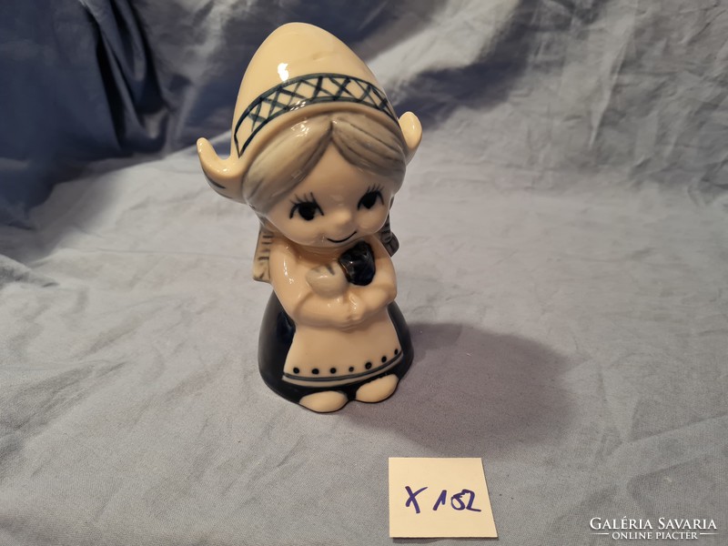 Dutch girl in traditional costume with money box