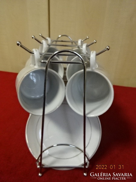 Chinese porcelain, six-person coffee set with chrome holder. He has! Jókai.