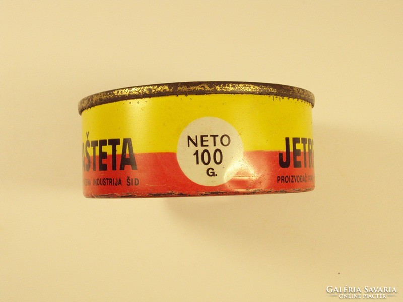 Retro tin can - jetrena pasteta - pate - Slovak - 1990s