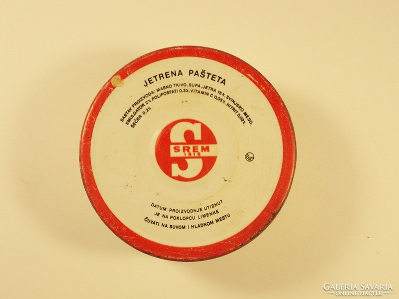 Retro tin can - jetrena pasteta - pate - Slovak - 1990s