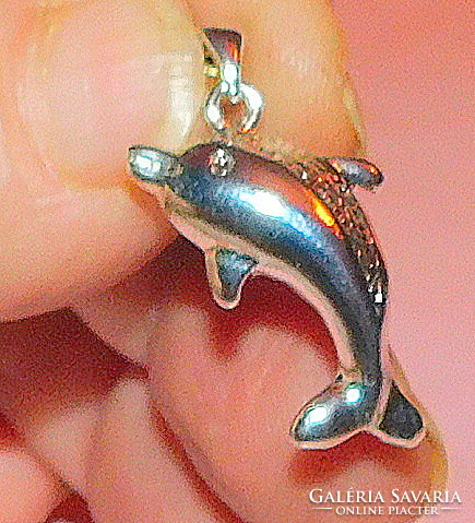 Jumping dolphin white gold gold filled pendant