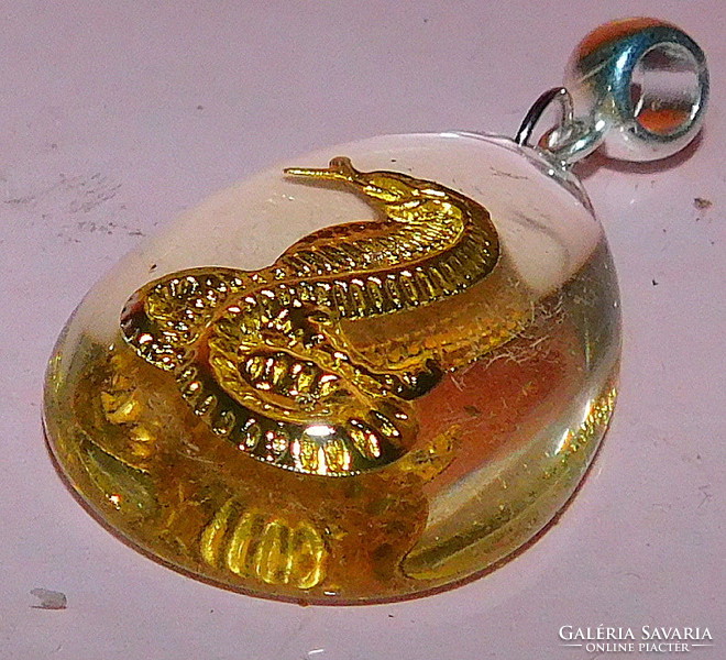 Rolling snake-cobra glass drops large pendant