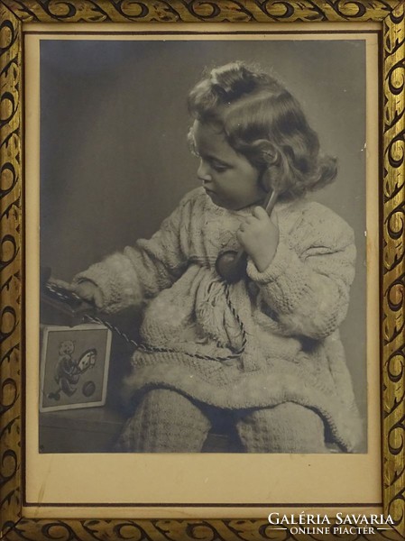1H429 Régi keretezett gyermek fotográfia 27.5 x 20.5 cm